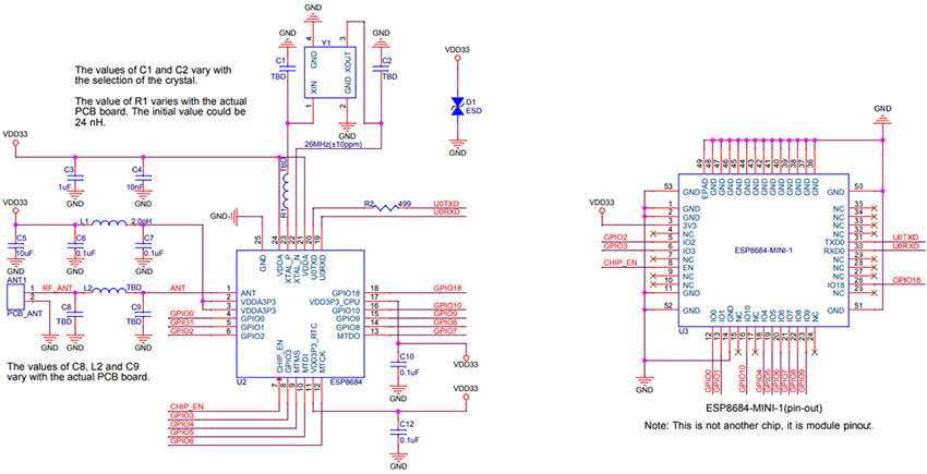 Schematic - Espressif Systems ESP8684-MINI Multiprotocol Modules